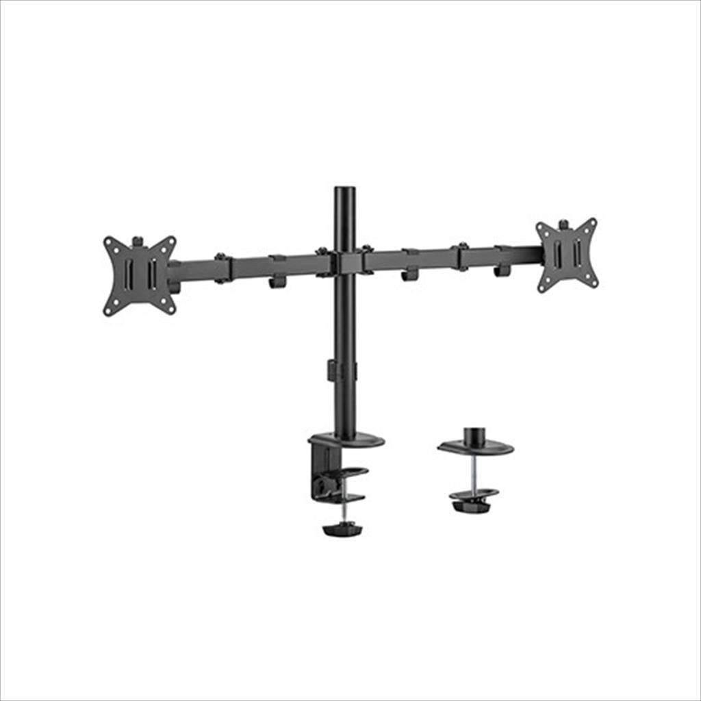 MONITOR STAND GEMBIRD, 2 MONITOR, 17"-32", VESA 100/75mm, Tilt, ARMS Rotation, 2x9kg, MA-D2-01